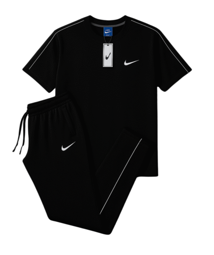 Nke Black - Single Jersy Tracksuit Set (T-Shirt & Trouser)