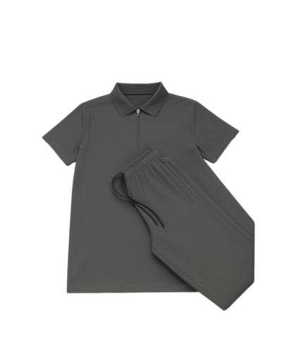 Premium Pr@da Drifit Imported Grey Tracksuit Set (Polo T-Shirt & Trouser)