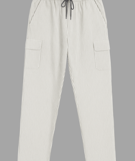 Yarn Dyed Cotton Bold Stripes White Trouser