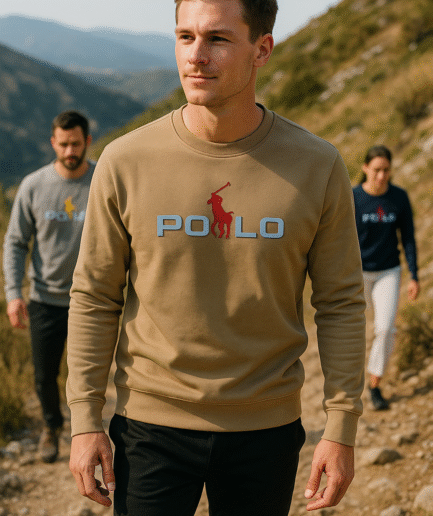 Lyche Cream Cotton Fleece Embossed Signature Sweatshirt