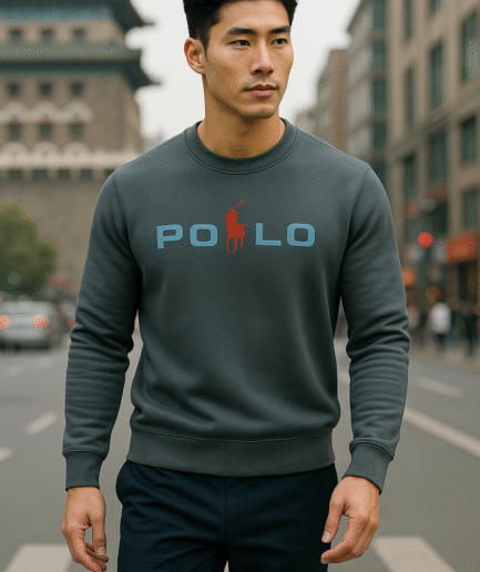 Dove Grey Cotton Fleece Embossed Signature Sweatshirt