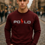 Poppy Maroon Cotton Fleece Embossed Signature Sweatshirt
