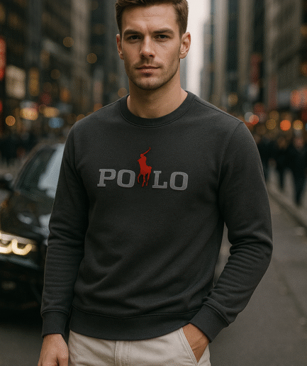 Charcoal Grey Cotton Fleece Embossed Signature Sweatshirt