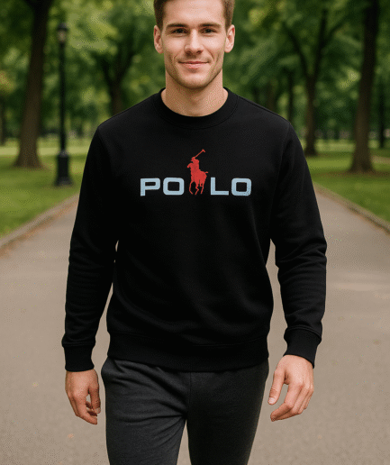 Black Cotton Fleece Embossed Signature Sweatshirt