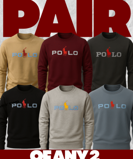 Pair of 2🔥 - Cotton Fleece Embossed Signature Sweatshirts