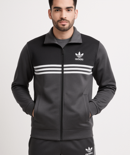 Graphite Valor 3-Stripe DriFit Tracksuit (Charcoal Grey & Black)