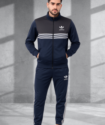 Navy Surge 3-Stripe DriFit Tracksuit (Navy Blue & Charcoal Grey)