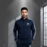 🟦 Navy Eclipse Striped-Sleeve DriFit Winter Tracksuit