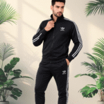 ⬛ Midnight Obsidian Black Striped-Sleeve DriFit Winter Tracksuit