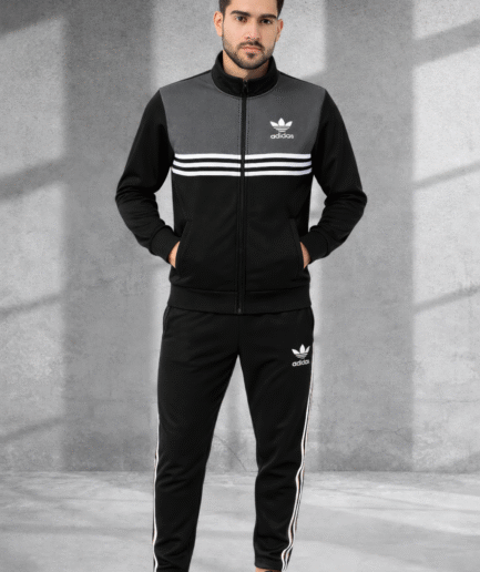 Obsidian Apex 3-Stripe DriFit Tracksuit (Black & Charcoal Grey)